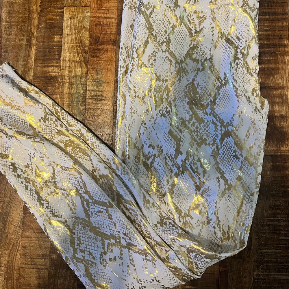 High waisted foil leggings - Copper Foil Snake